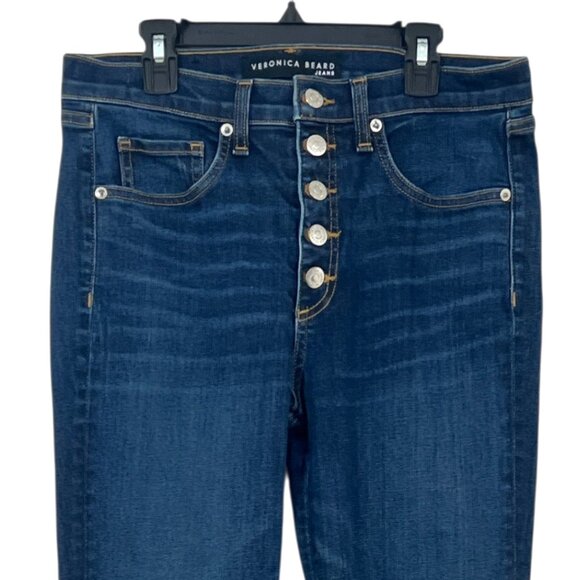 Veronica Beard Carolyn 10" Baby Boot Snap Jeans Dark Vintage Size 28 Pre-Loved - Picture 2 of 6